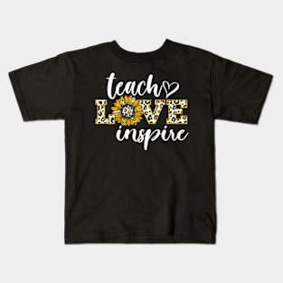 Teach Love Inspire Cute Style Graphic Word Art Kids T-Shirt